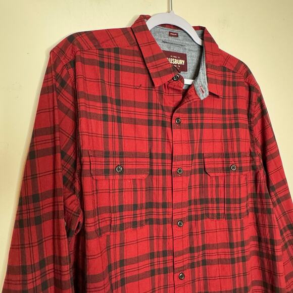 Alesbury Long Sleeve Button Up  Shirt Red Plaid Cotton Men’s Medium NWT - Picture 3 of 10